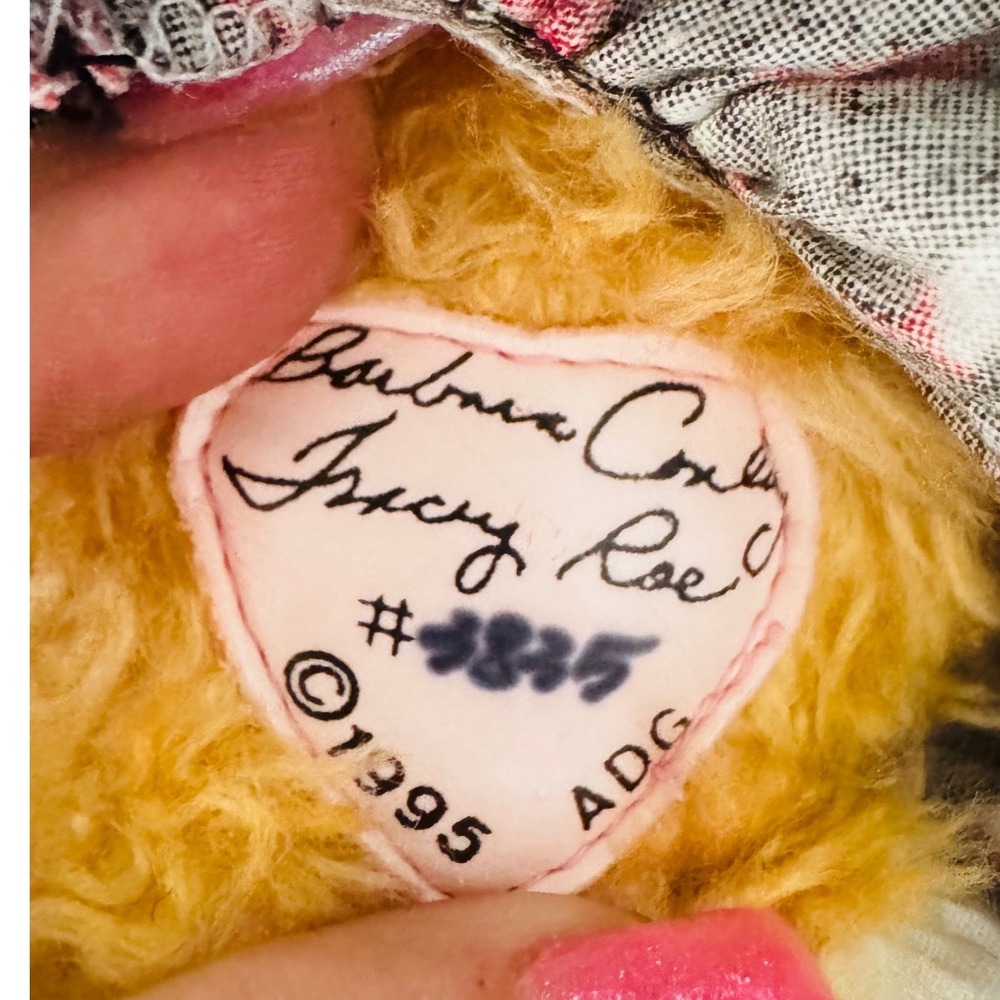 Barbara Conley Tracy Rae ADG 1995 Artist Teddy Bear Apple Dress Signed #4835 ADG - Picture 5 of 8
